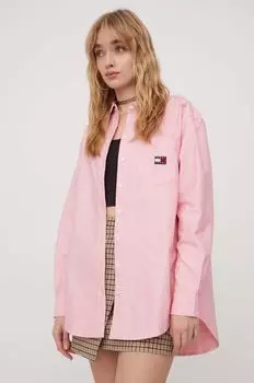 Хлопчатобумажная рубашка Tommy Jeans, розовый