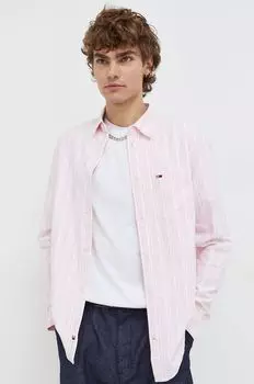 Хлопчатобумажная рубашка Tommy Jeans, розовый