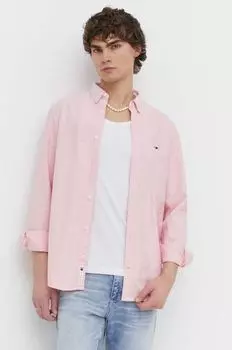 Хлопчатобумажная рубашка Tommy Jeans, розовый