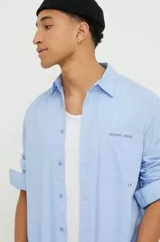 Хлопчатобумажная рубашка Tommy Jeans, синий