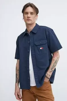 Хлопчатобумажная рубашка Tommy Jeans, темно-синий