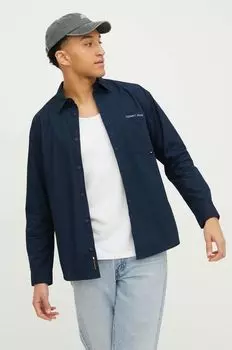 Хлопчатобумажная рубашка Tommy Jeans, темно-синий