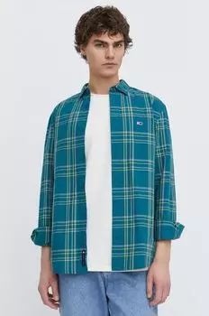 Хлопчатобумажная рубашка Tommy Jeans, зеленый