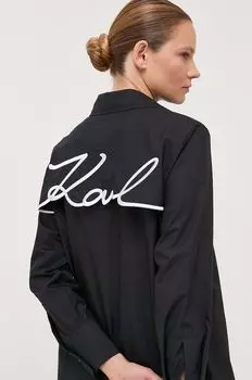 Хлопчатобумажную рубашку Karl Lagerfeld, черный