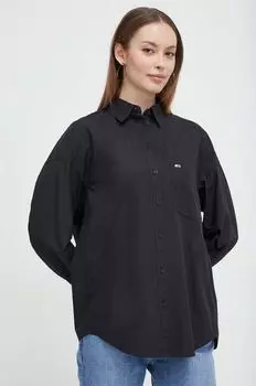 Хлопчатобумажную рубашку Tommy Jeans, черный