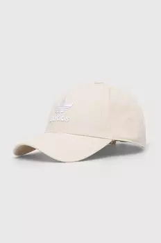 Хлопковая бейсболка adidas Originals, бежевый