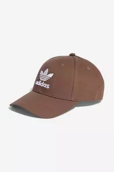 Хлопковая бейсболка adidas Originals, коричневый