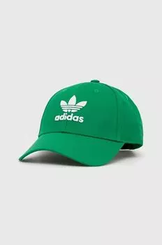 Хлопковая бейсболка adidas Originals, зеленый