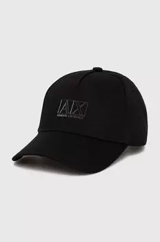 Хлопковая бейсболка Armani Exchange, черный