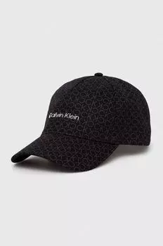 Хлопковая бейсболка Calvin Klein, черный