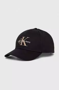 Хлопковая бейсболка Calvin Klein Jeans, черный