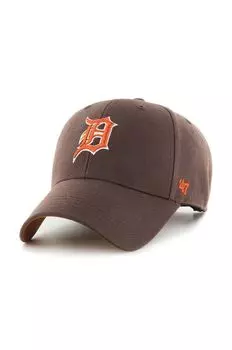 Хлопковая бейсболка MLB Detroit Tigers 47brand, коричневый