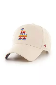 Хлопковая бейсболка MLB Los Angeles Dodgers 47brand, бежевый