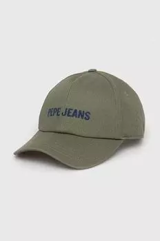 Хлопковая бейсболка Pepe Jeans, зеленый