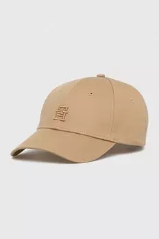 Хлопковая бейсболка Tommy Hilfiger, бежевый