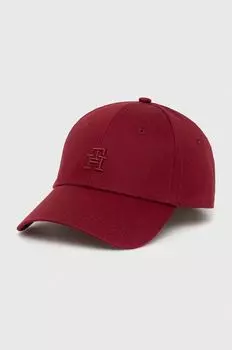 Хлопковая бейсболка Tommy Hilfiger, бордовый