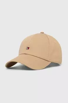 Хлопковая бейсболка Tommy Hilfiger, коричневый