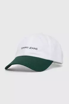 Хлопковая бейсболка Tommy Jeans, белый