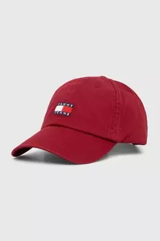 Хлопковая бейсболка Tommy Jeans, гранатовый