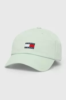Хлопковая бейсболка Tommy Jeans, зеленый