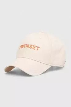 Хлопковая бейсболка Twinset, бежевый