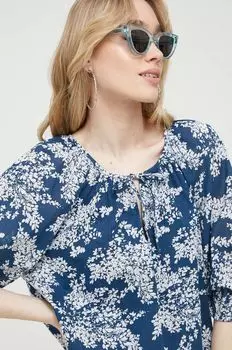 Хлопковая блузка Abercrombie & Fitch, синий