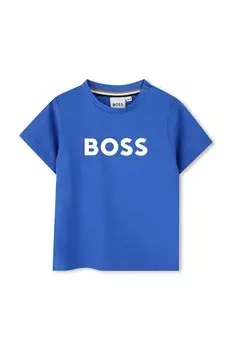 Хлопковая детская футболка Boss, синий