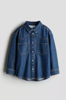 Хлопковая джинсовая рубашка H&M, синий