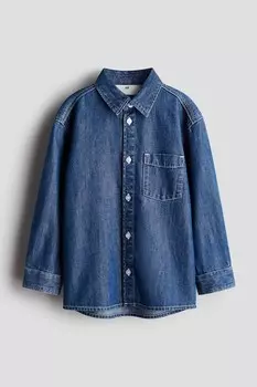 Хлопковая джинсовая рубашка H&M, синий