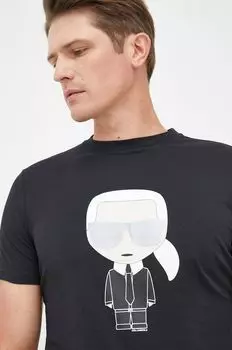 Хлопковая футболка 500251.755071 Karl Lagerfeld, черный