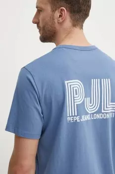 Хлопковая футболка AARON Pepe Jeans, синий