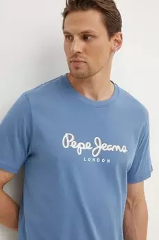 Хлопковая футболка ABEL Pepe Jeans, синий