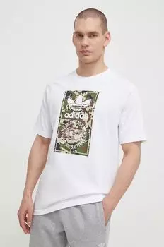 Хлопковая футболка adidas Originals, белый