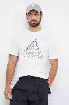 Хлопковая футболка adidas Originals, бежевый