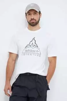 Хлопковая футболка adidas Originals, бежевый