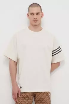 Хлопковая футболка adidas Originals, бежевый