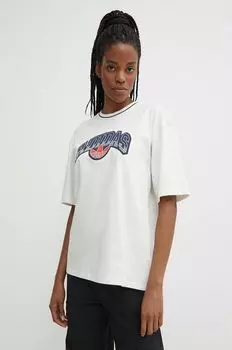 Хлопковая футболка adidas Originals, бежевый