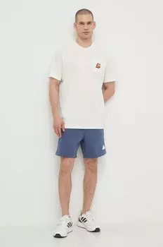 Хлопковая футболка adidas Originals, бежевый