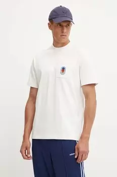 Хлопковая футболка adidas Originals, бежевый