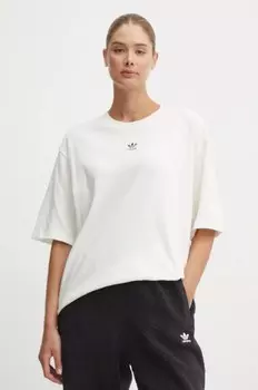 Хлопковая футболка adidas Originals, бежевый