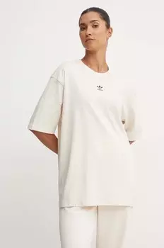 Хлопковая футболка adidas Originals, бежевый