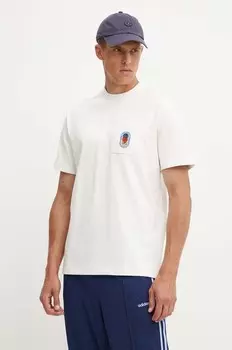 Хлопковая футболка adidas Originals, бежевый
