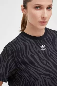 Хлопковая футболка adidas Originals, черный