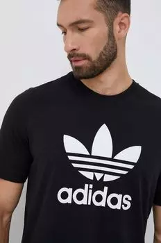 Хлопковая футболка adidas Originals, черный