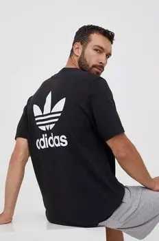 Хлопковая футболка adidas Originals, черный