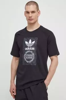 Хлопковая футболка adidas Originals, черный