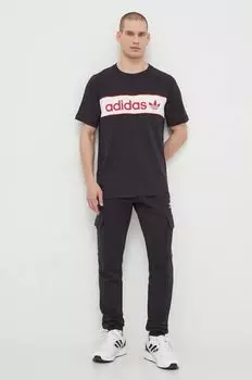 Хлопковая футболка adidas Originals, черный