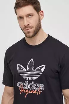 Хлопковая футболка adidas Originals, черный