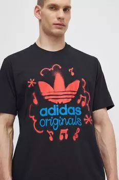 Хлопковая футболка adidas Originals, черный