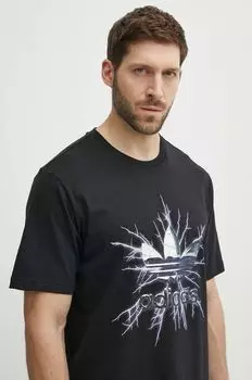 Хлопковая футболка adidas Originals, черный